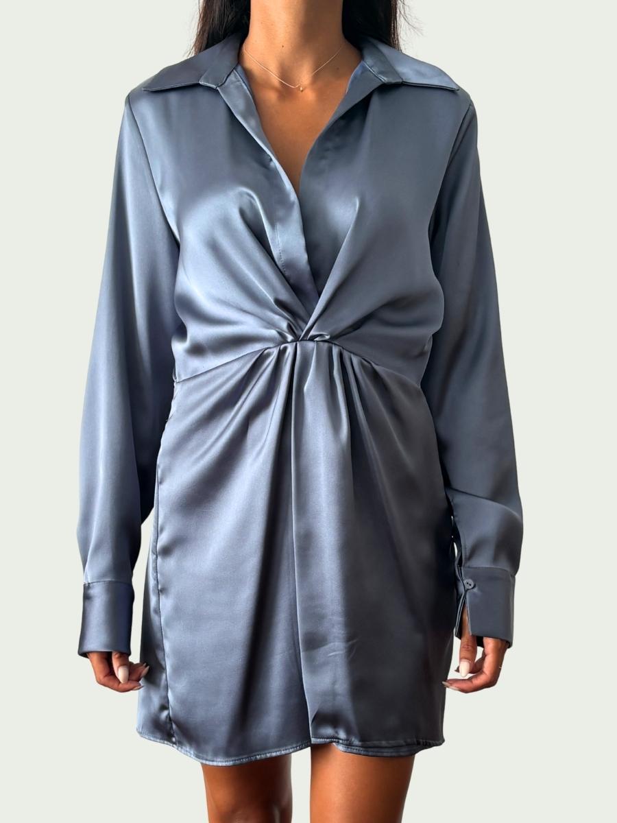 Zara - Vestido Camisa de Seda Beige | Nuevo Sin Uso