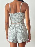 Abercrombie - Set de Lino Celeste y Blanco | Top y Short