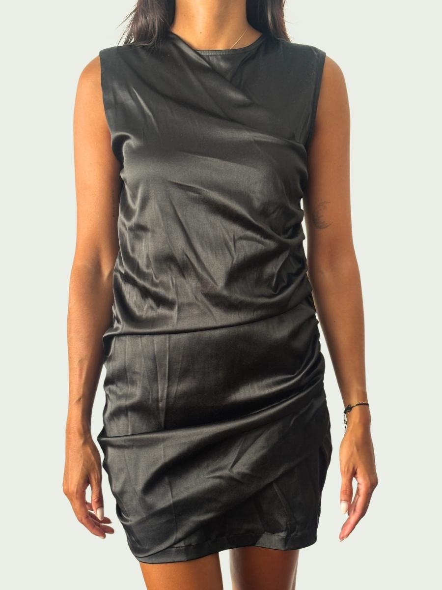Ay Not Dead - Vestido de Seda Negro | Textura Arrugada Un Solo Uso