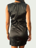 Ay Not Dead - Vestido de Seda Negro | Textura Arrugada Un Solo Uso