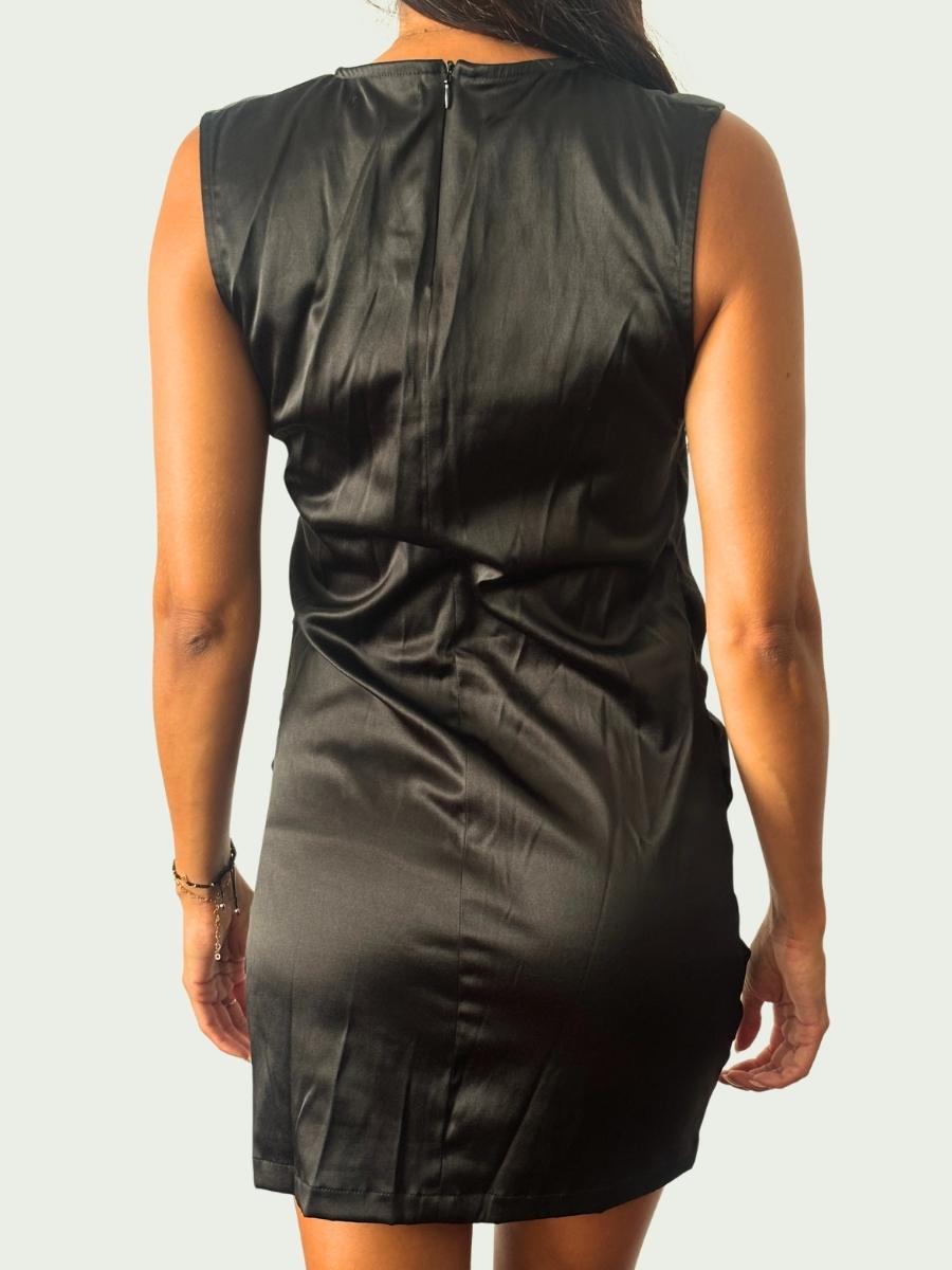 Ay Not Dead - Vestido de Seda Negro | Textura Arrugada Un Solo Uso