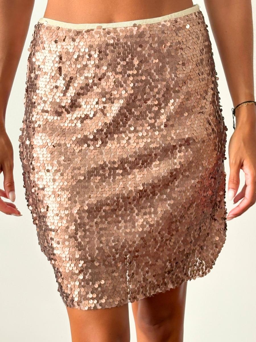 Kenneth Cole - Falda de Lentejuelas Dorada | Bronce Fiesta Premium