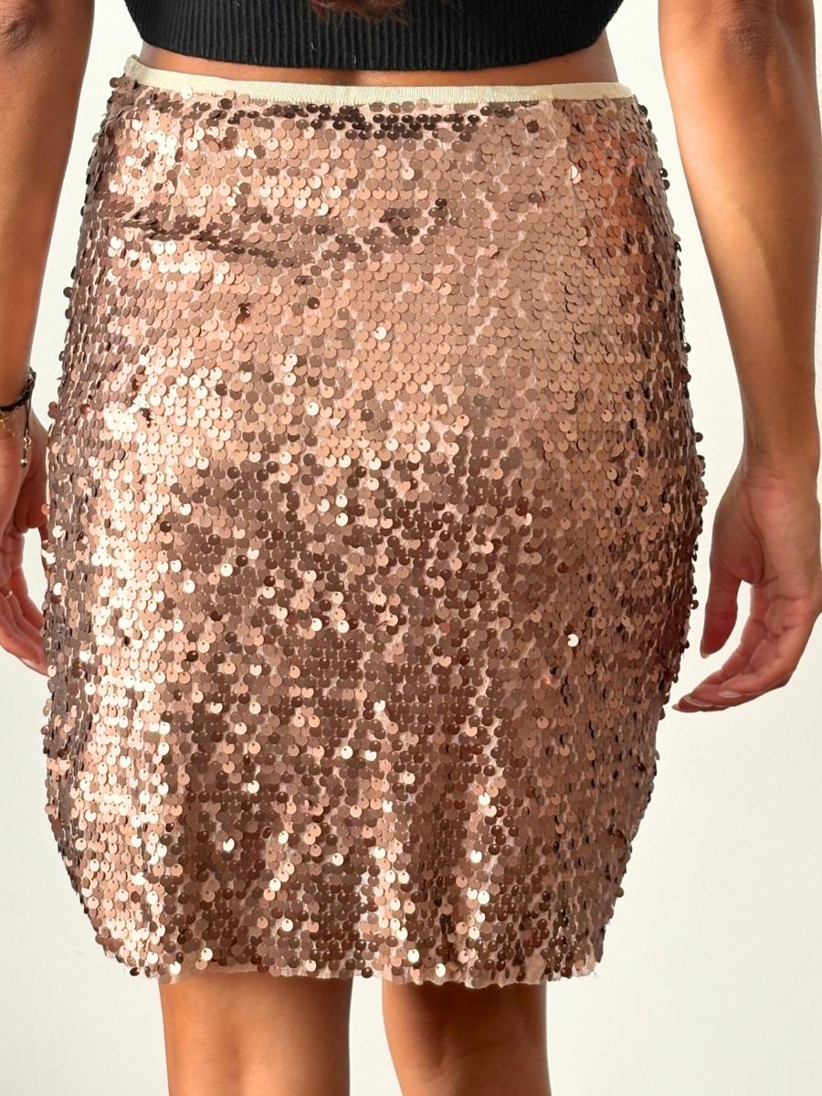 Kenneth Cole - Falda de Lentejuelas Dorada | Bronce Fiesta Premium