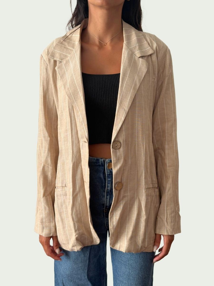 Astra Knu - Blazer de Lino Beige | Corte Estructurado Casual