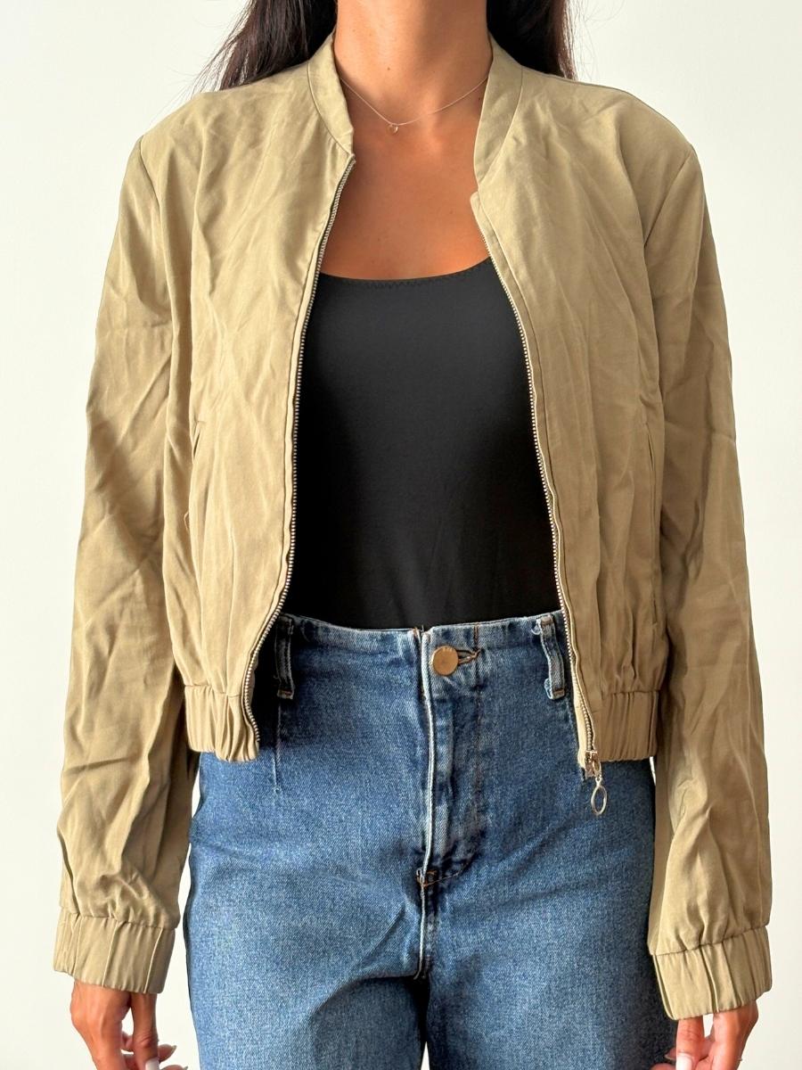 Zara - Bomber Jacket Beige | Tela Ligera Estilo Casual