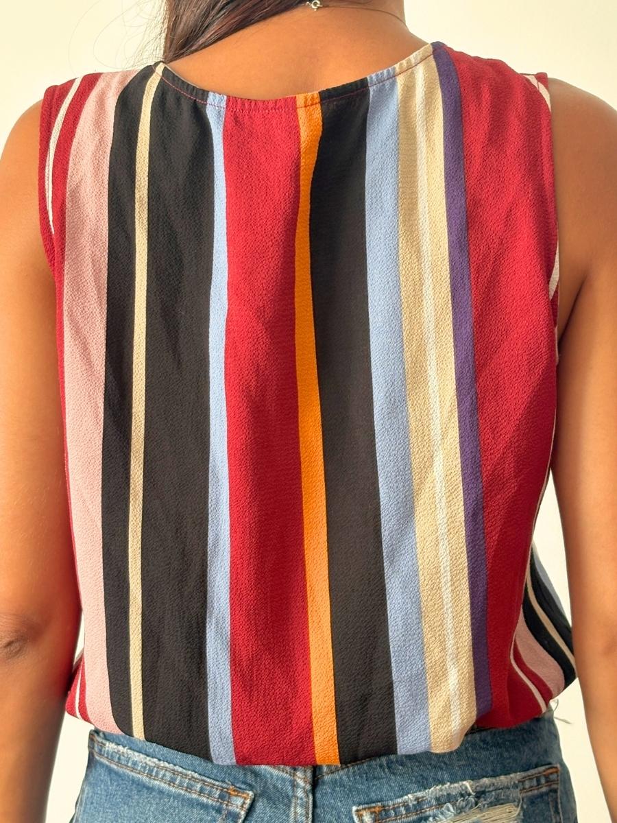 Mezzanine - Blusa Roja Sin Mangas | Elástico y Amarre Casual