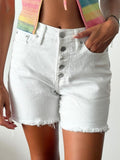 Calvin Klein - Short Denim Blanco | Botones Frontales Clásico