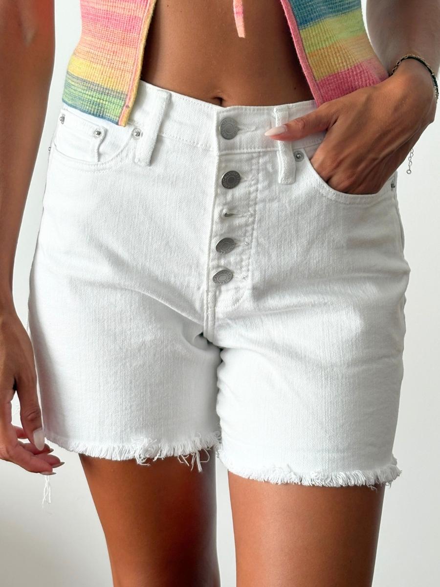 Calvin Klein - Short Denim Blanco | Botones Frontales Clásico