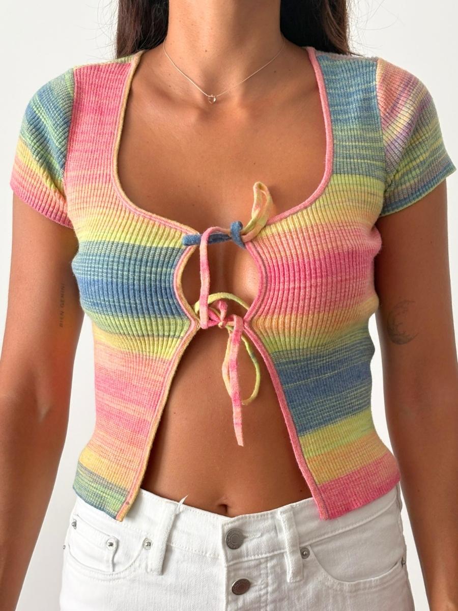 Urban Outfitters - Polo Rib Tejido Multicolor | Amarres Delanteros